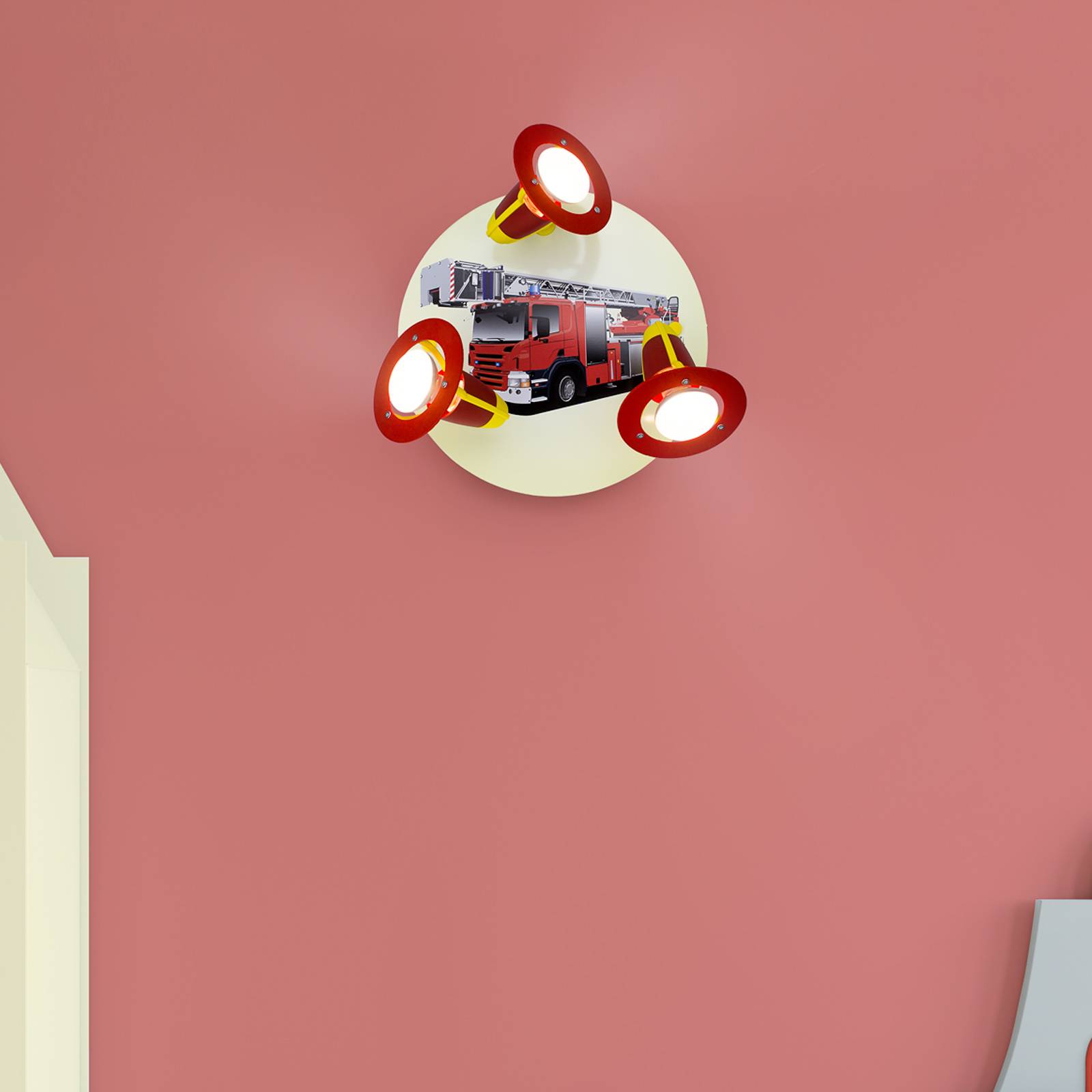 Seinälamppu Paloauto, puna-keltainen, 3-lamppuinen
