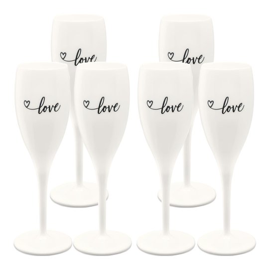 Koziol - Cheers Champagneglas med text 6-pack Love
