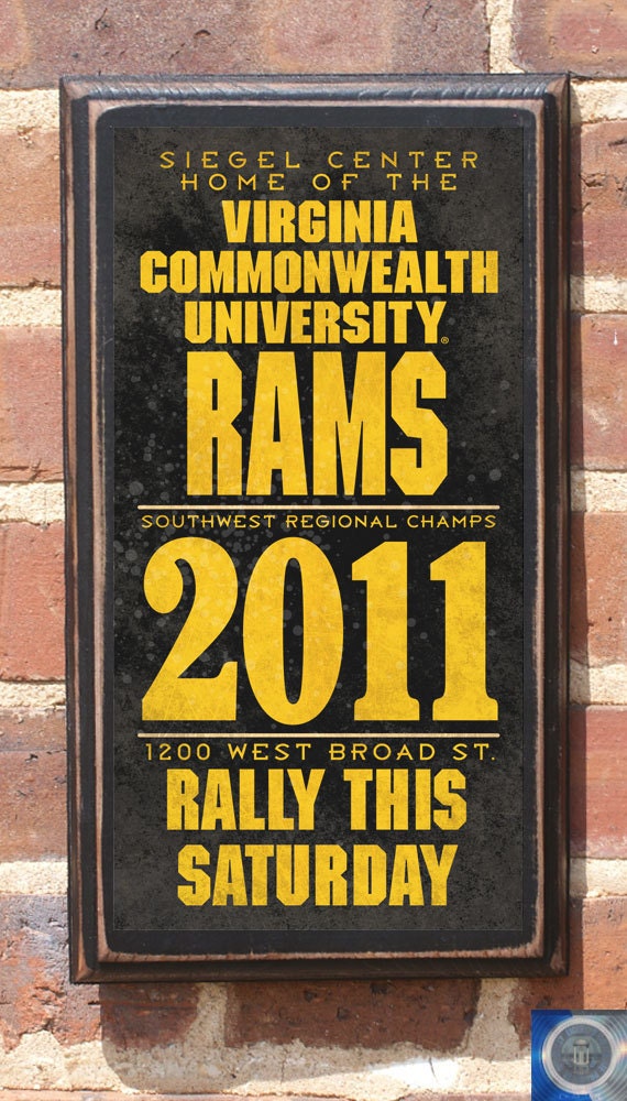 Virginia Commonwealth Rams Basketball | Siegle Wall Art Sign Plaque Gift Present Home Decor Vintage Style Rowdy Rodney Richmond Vcu Antiqued