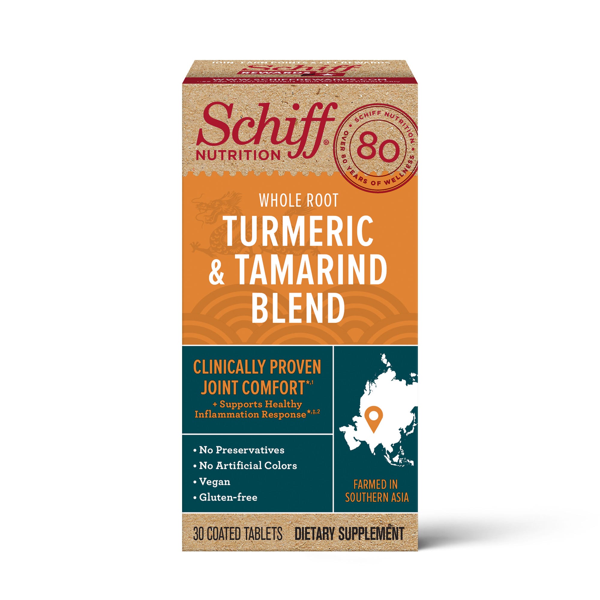 Schiff Turmeric & Tamarind Coated Blend Tablets - 30 ct