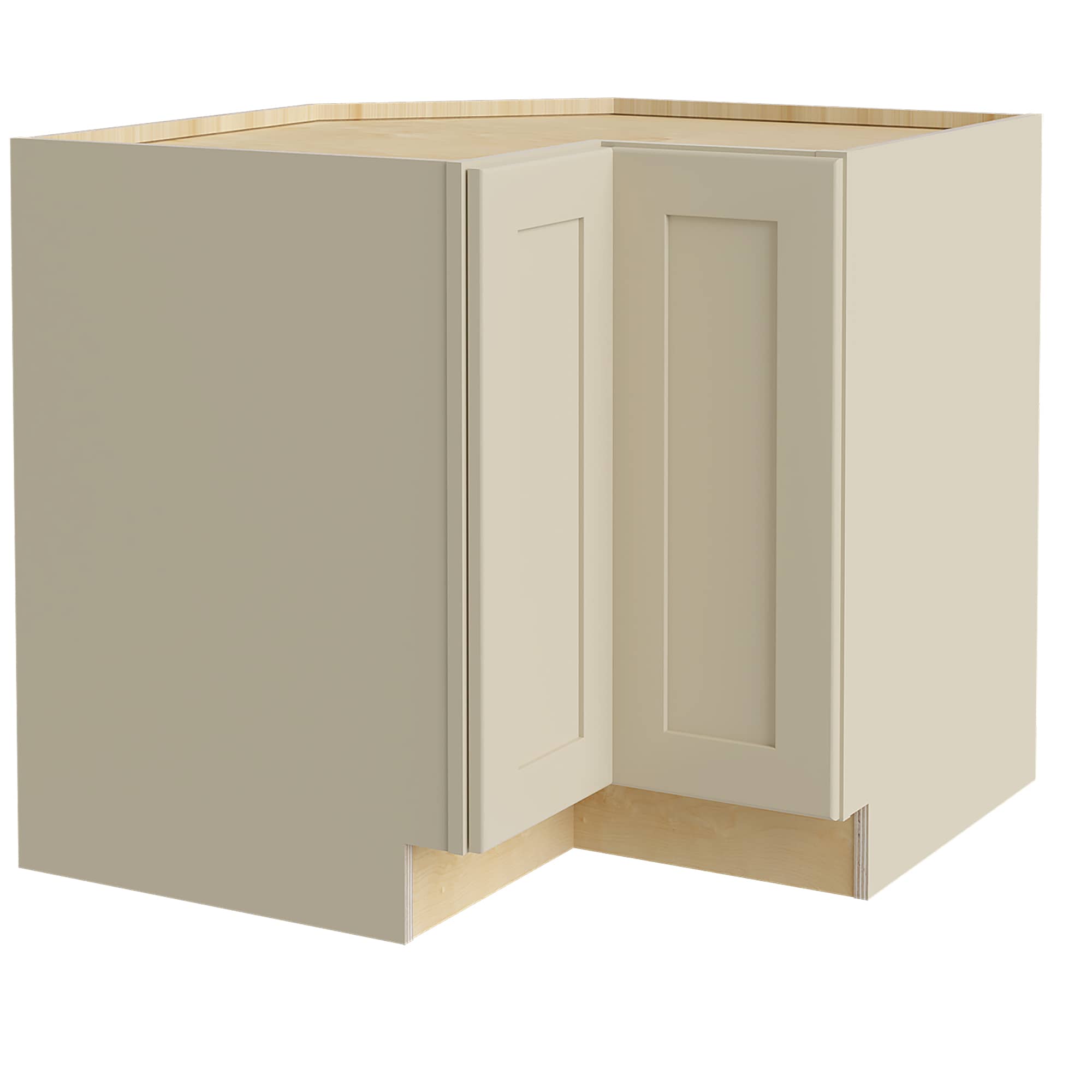 Luxxe Cabinetry 33-in W x 34.5-in H x 24-in D Norfolk Blended Cream Painted Corner Base Fully Assembled Semi-custom Cabinet in Off-White | EZR33L-NBC