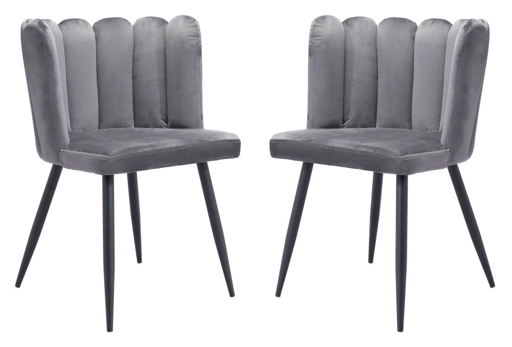 Zuo Modern Set of 2 Adele Contemporary/Modern Polyester/Polyester Blend Upholstered Dining Side Chair (Metal Frame) in Gray | 101524