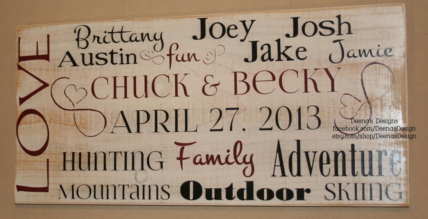 Blended Family Sign, Wedding, Custom Wood Established Home Signs, Personalized Sign