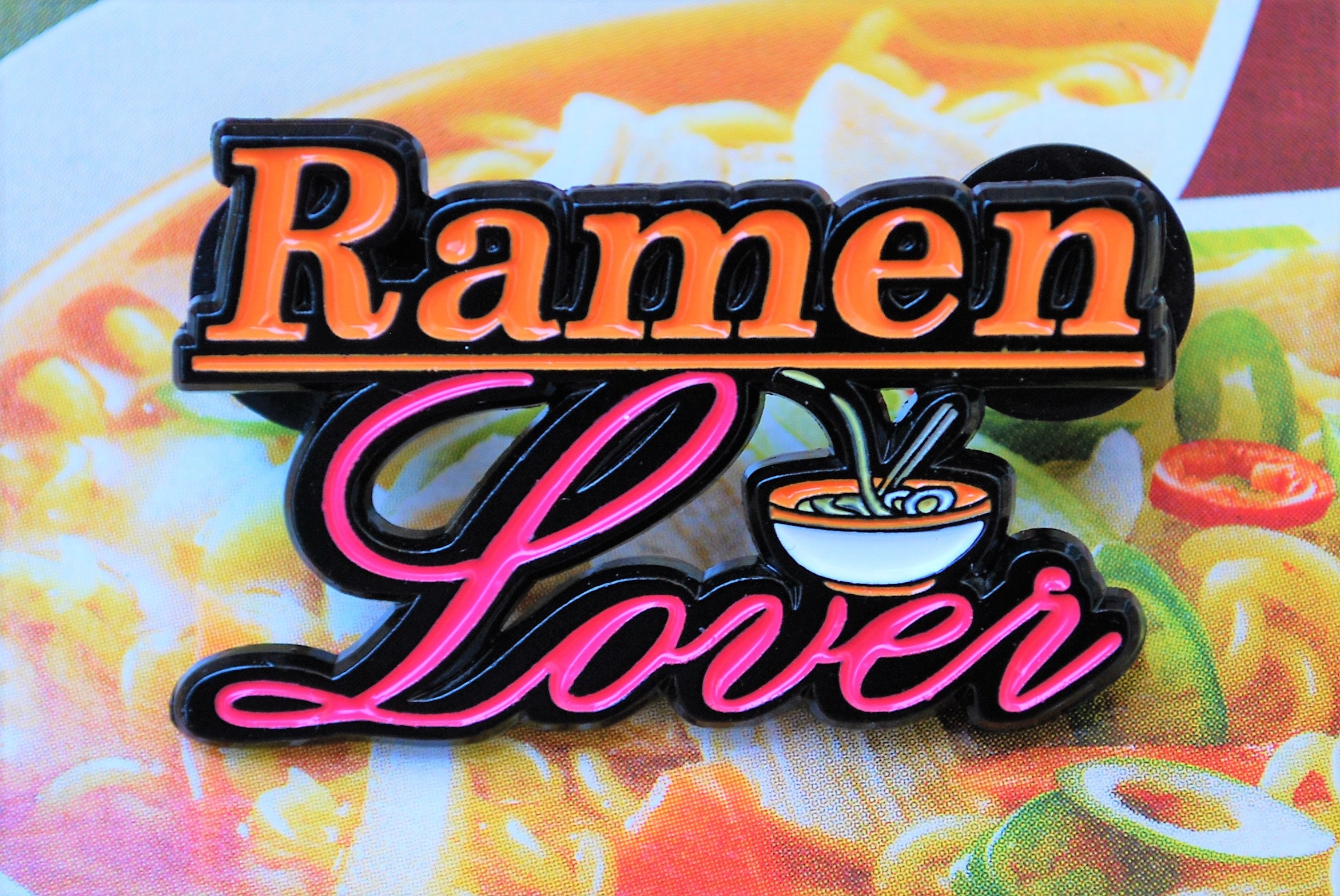 Ramen Lover Black Soft Enamel Con-Versation Pin 1.5 Inches