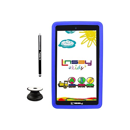 Linsay 7" Tablet with Holder, Pen, and Case, Wi-Fi, 2GB RAM, 32GB (Android), Blue/Black (F7UHDKIDSBLUEP)