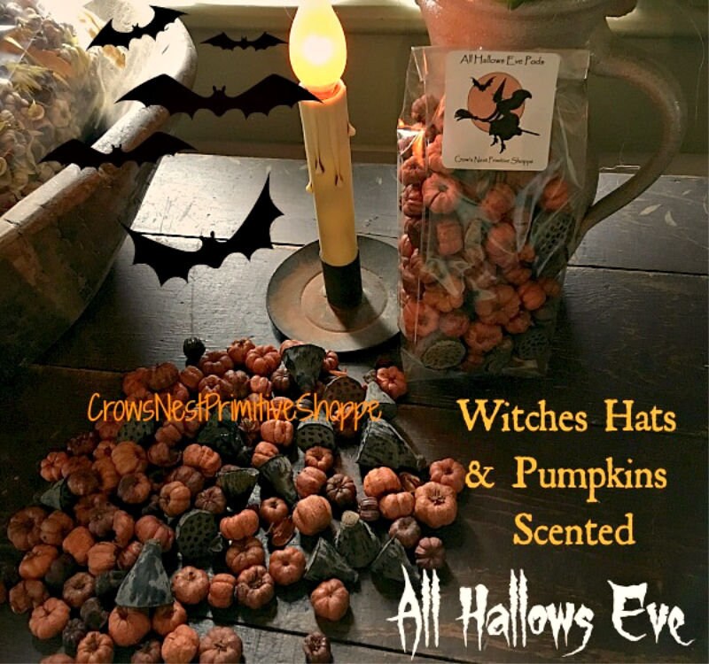 Witches Hats & Pumpkin Potpourri Blend Of Pods That Look Like Witches Mini Orange Putka Scented Spice, Citrus