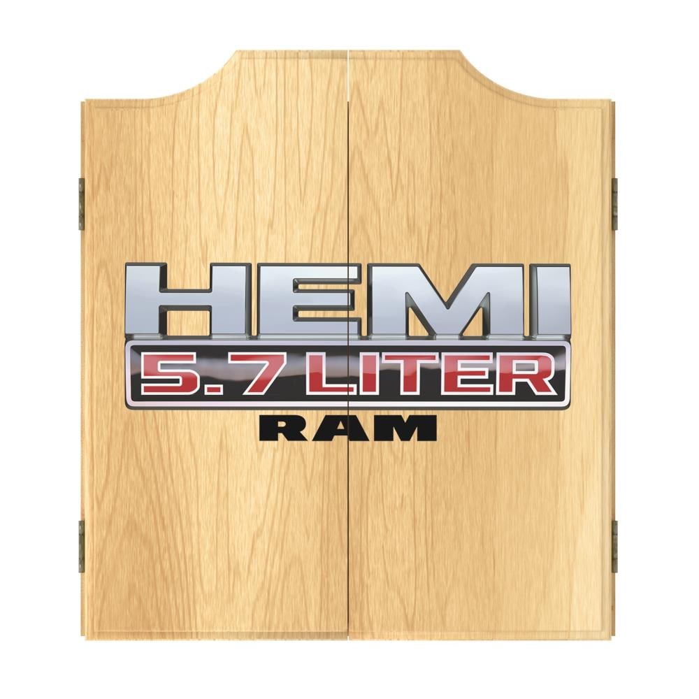 Trademark Gameroom Dart Board Cabinet Set- RAM Hemi Dartboard Game Includes 6 Steel Tip Darts, Scoreboard and Hanging Wood Cupboard | RAM7010-HEMI