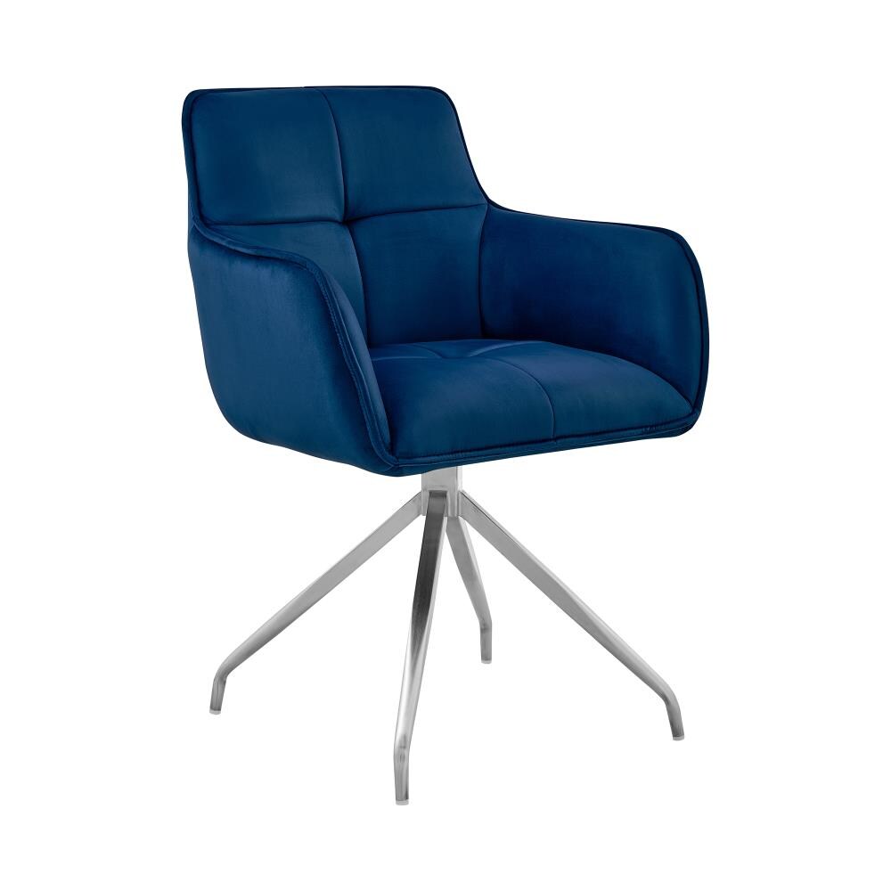 Armen Living Noah Contemporary/Modern Polyester/Polyester Blend Upholstered Dining Arm Chair (Metal Frame) | LCNHCHBLU