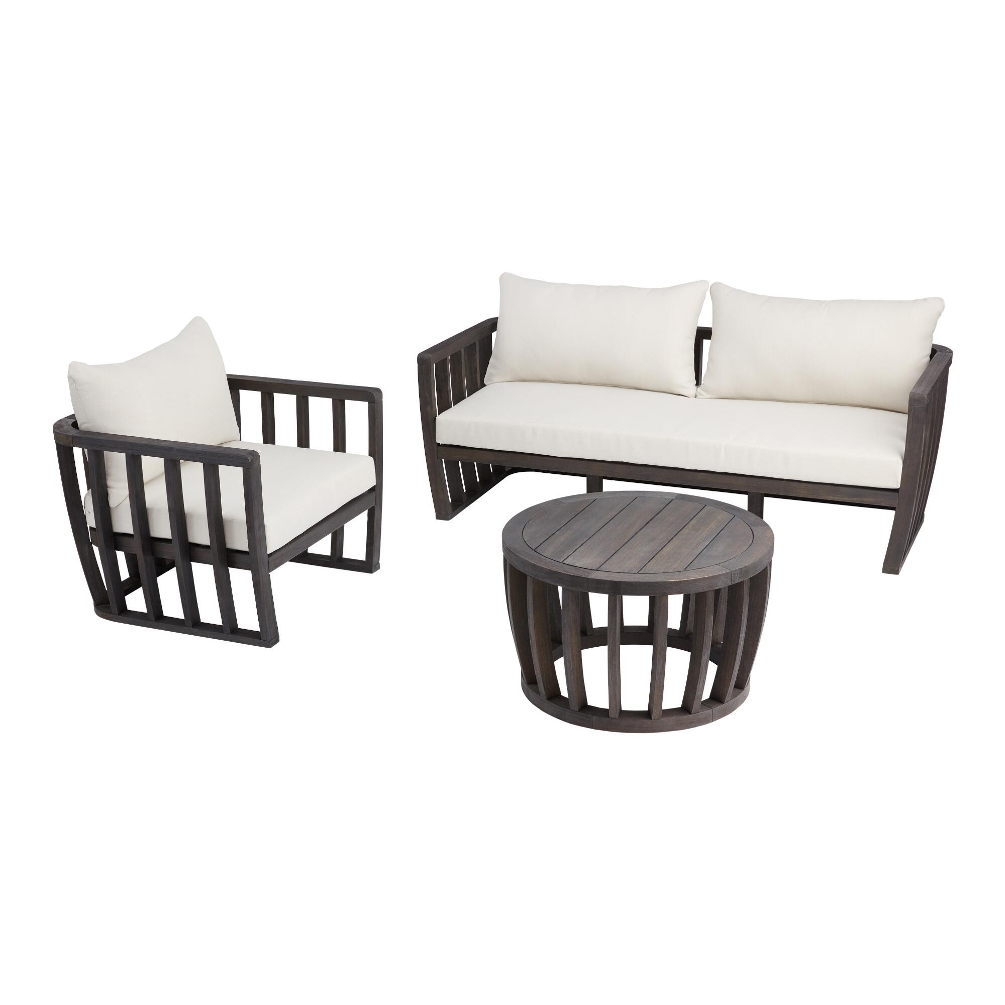 Dark Gray Barrel Wood Byron Outdoor Patio Furniture Collection by World Market