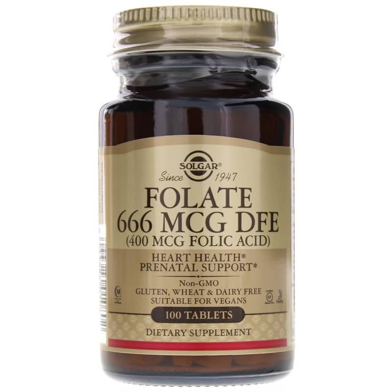 Solgar Folate 666 Mcg DFE (400 Mcg Folic Acid) 100 Tablets