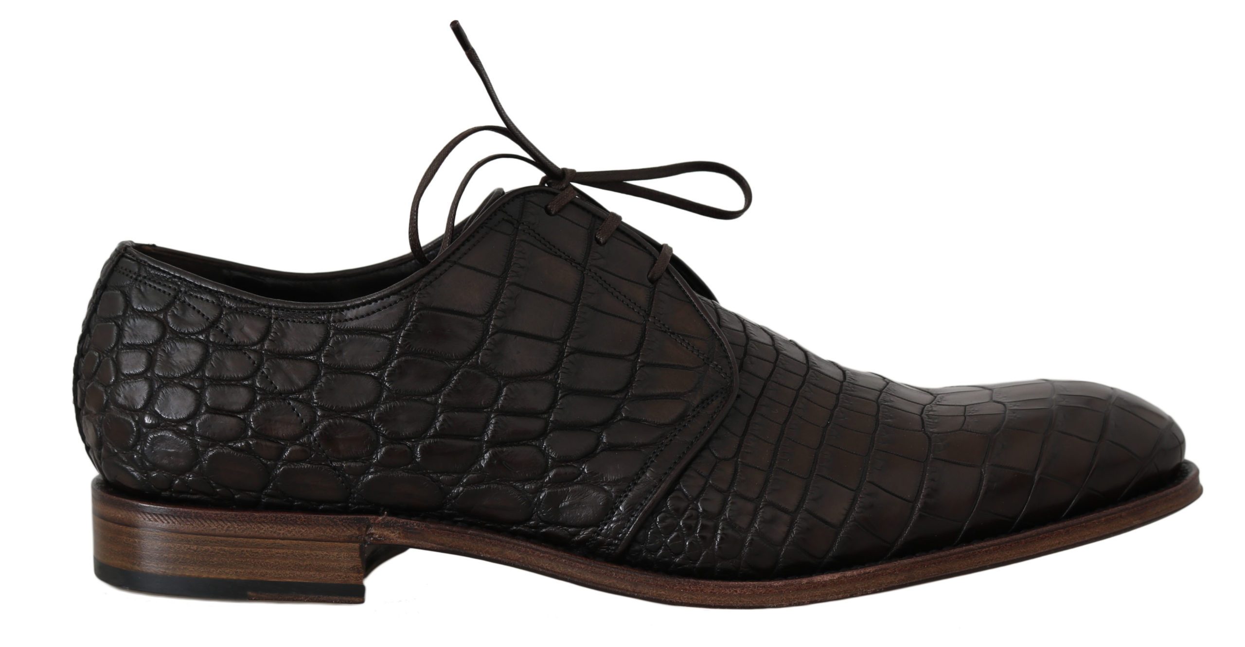 Dolce & Gabbana Men's Patterned Leather Derby Shoes Brown MV2310 - EU44/US11