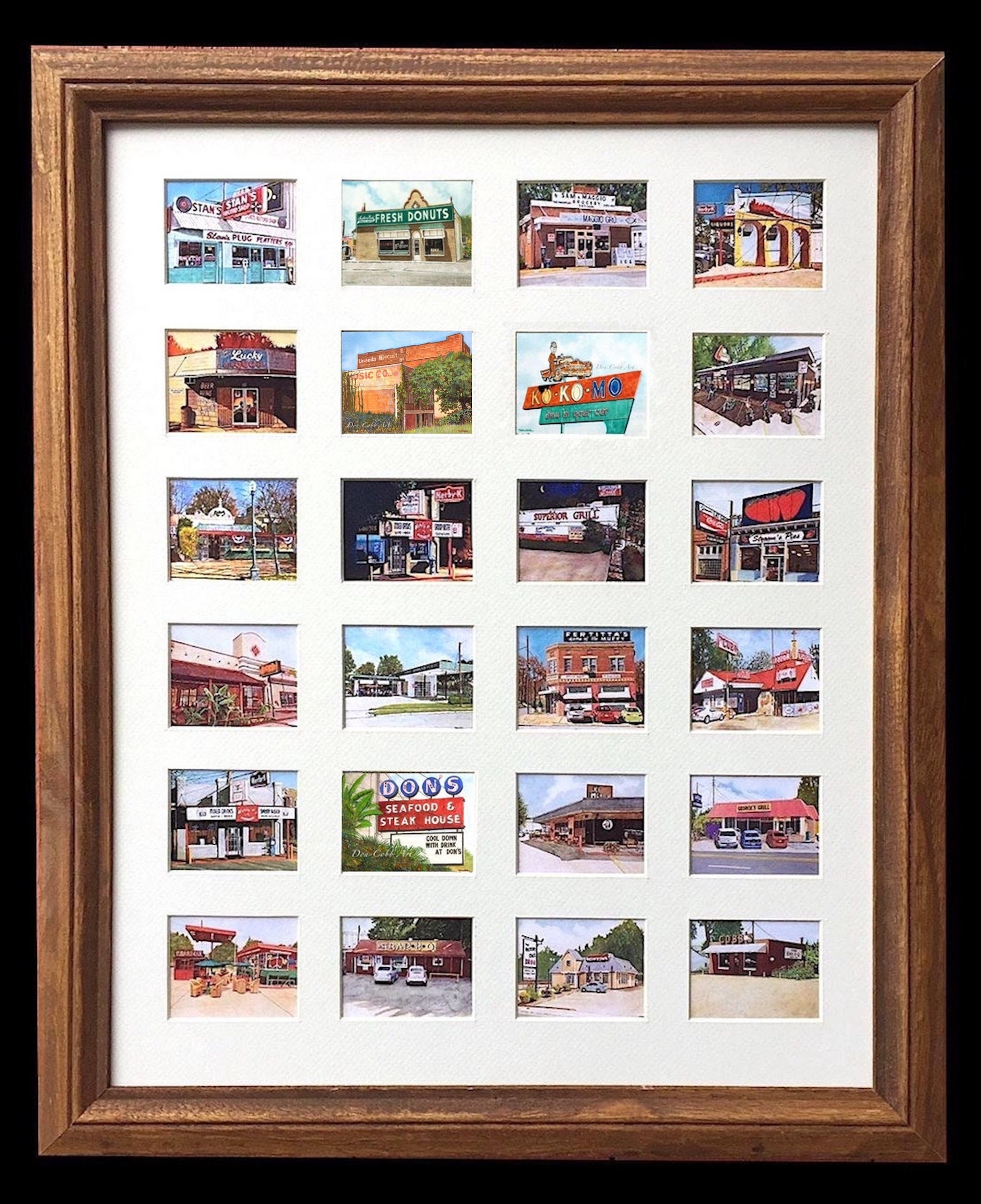 18.5x22.5 Framed-24 Shreveport/Bossier City Icons & Restaurants, Matted Print