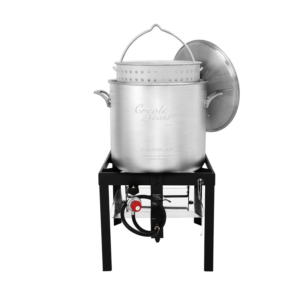 Creole Feast Creole Feast SBK0601, 60QT Seafood Boiling Kit with Strainer, Outdoor Aluminum Propane Gas Boiler with 10 PSI Regulator, 100,000 BTU Jet