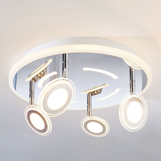 LED-kattovalaisin Enissa, pyöreä, 4-lamppuinen