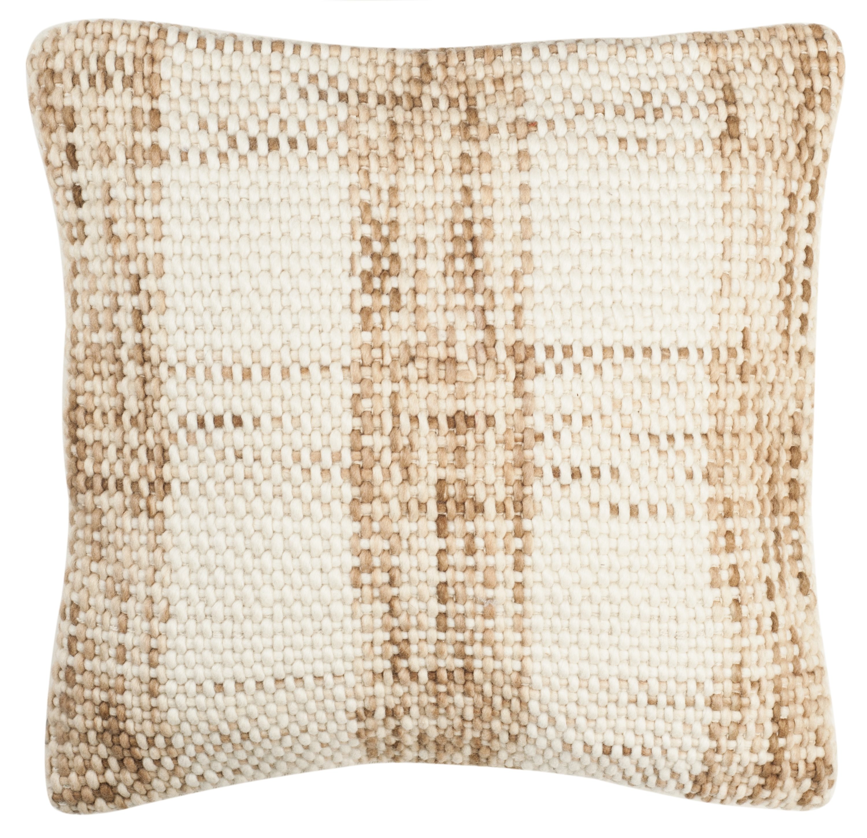Safavieh Woven Plaid 20-in x 20-in Eggshell Blend Handloom Wool Indoor Decorative Pillow Polyester in Brown | PLS109B-2020