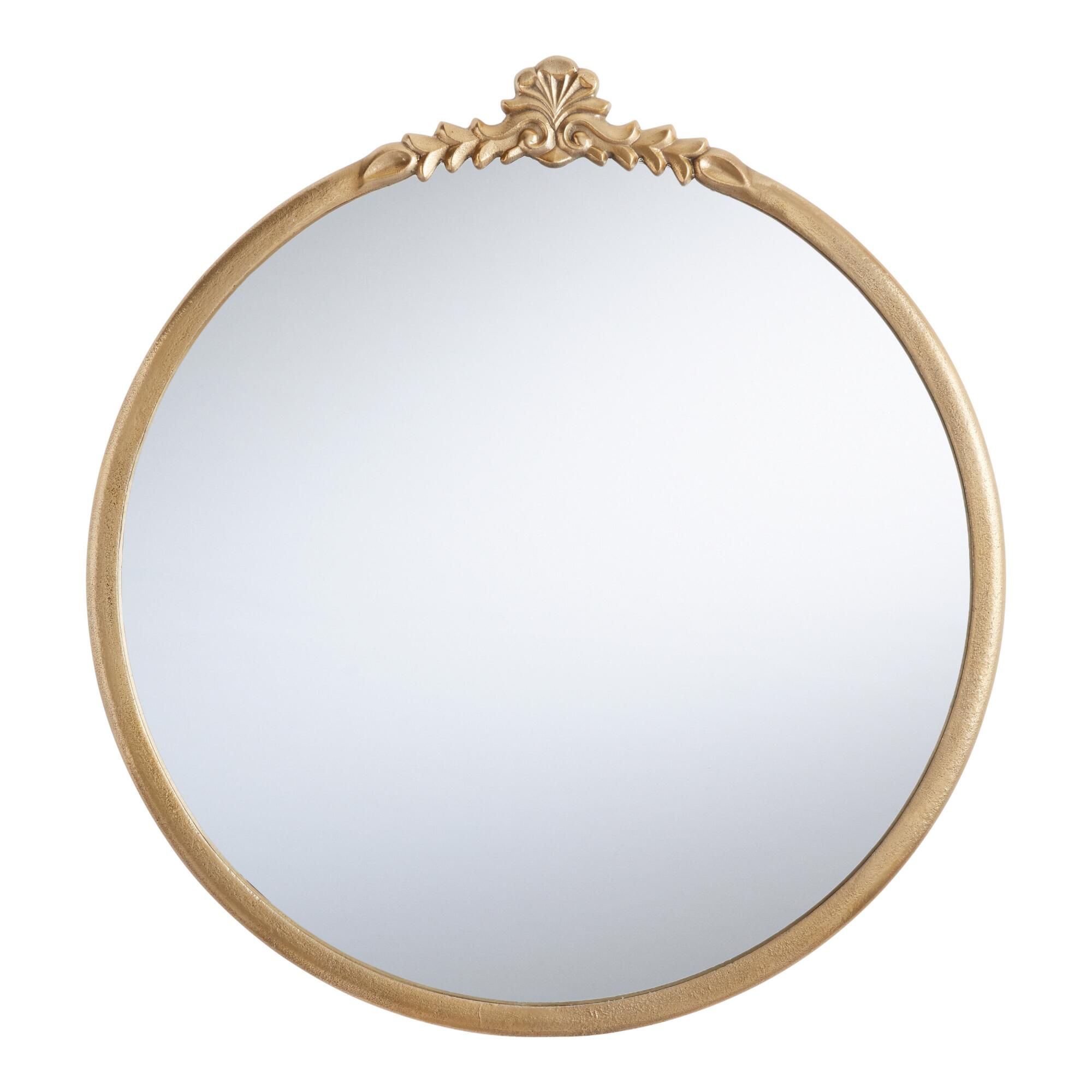 Round Metal Vintage Style Mirror: Metallic - Medium (36" & under) by World Market