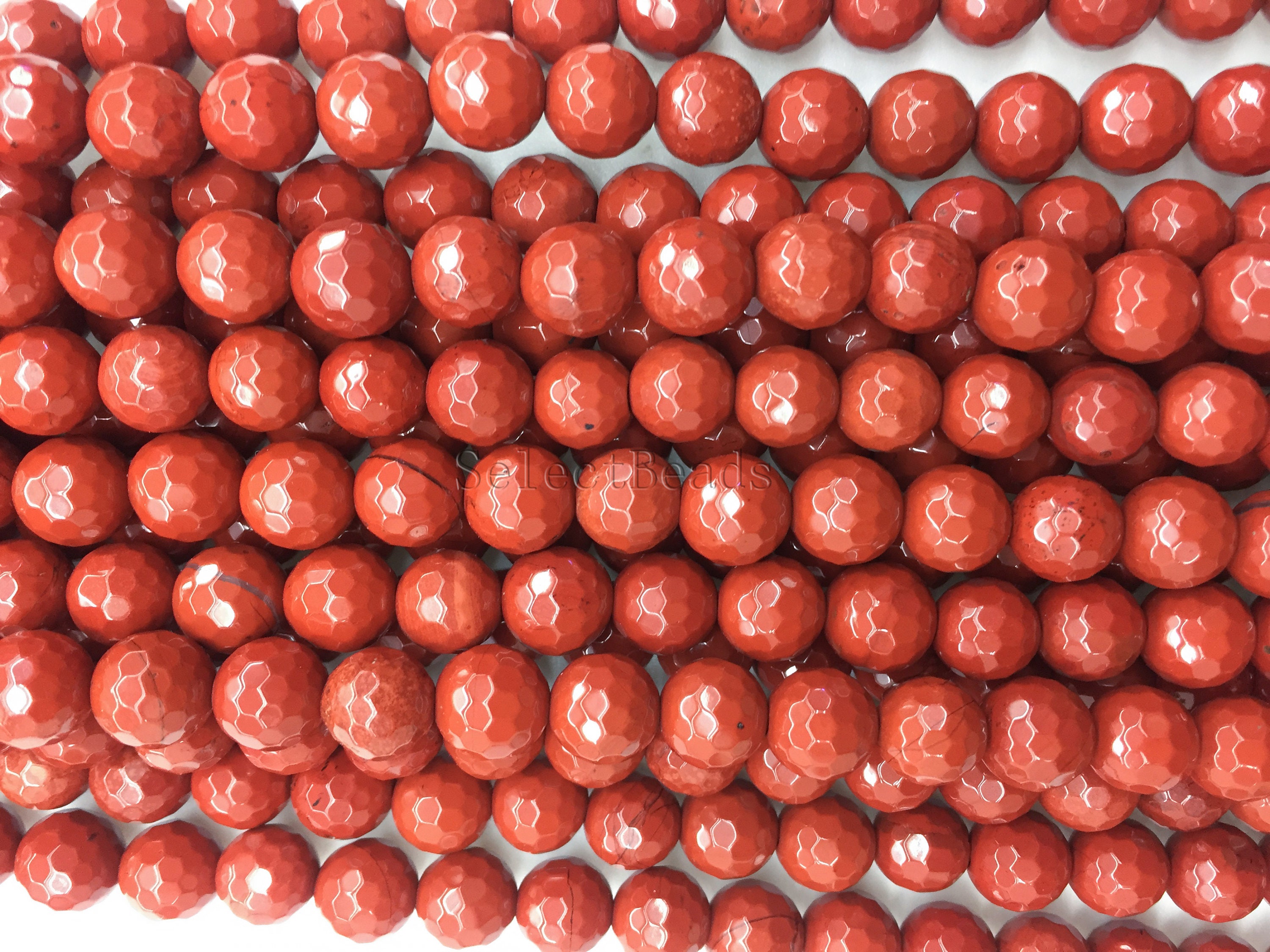 Faceted Red Jasper Beads - Stone Natural Gemstone Wholesale Round 4-20mm 15 Inch