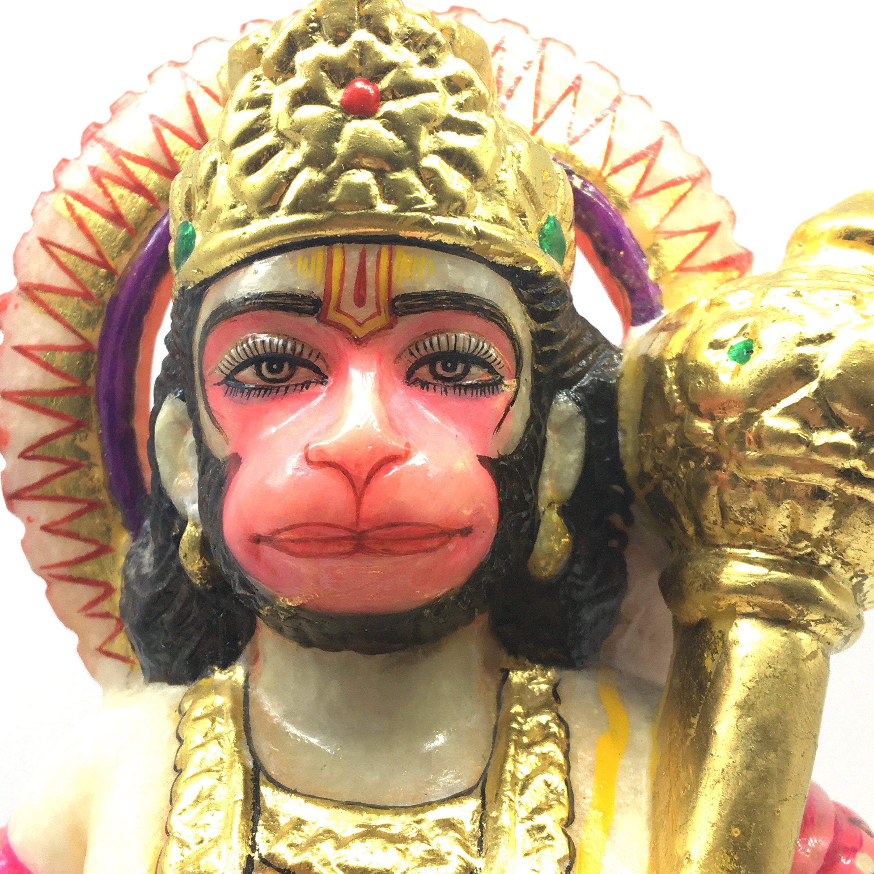 Handcrafted Pure White Marble Lord Hanuman Idol Murti Statue 12.2 - Monkey God