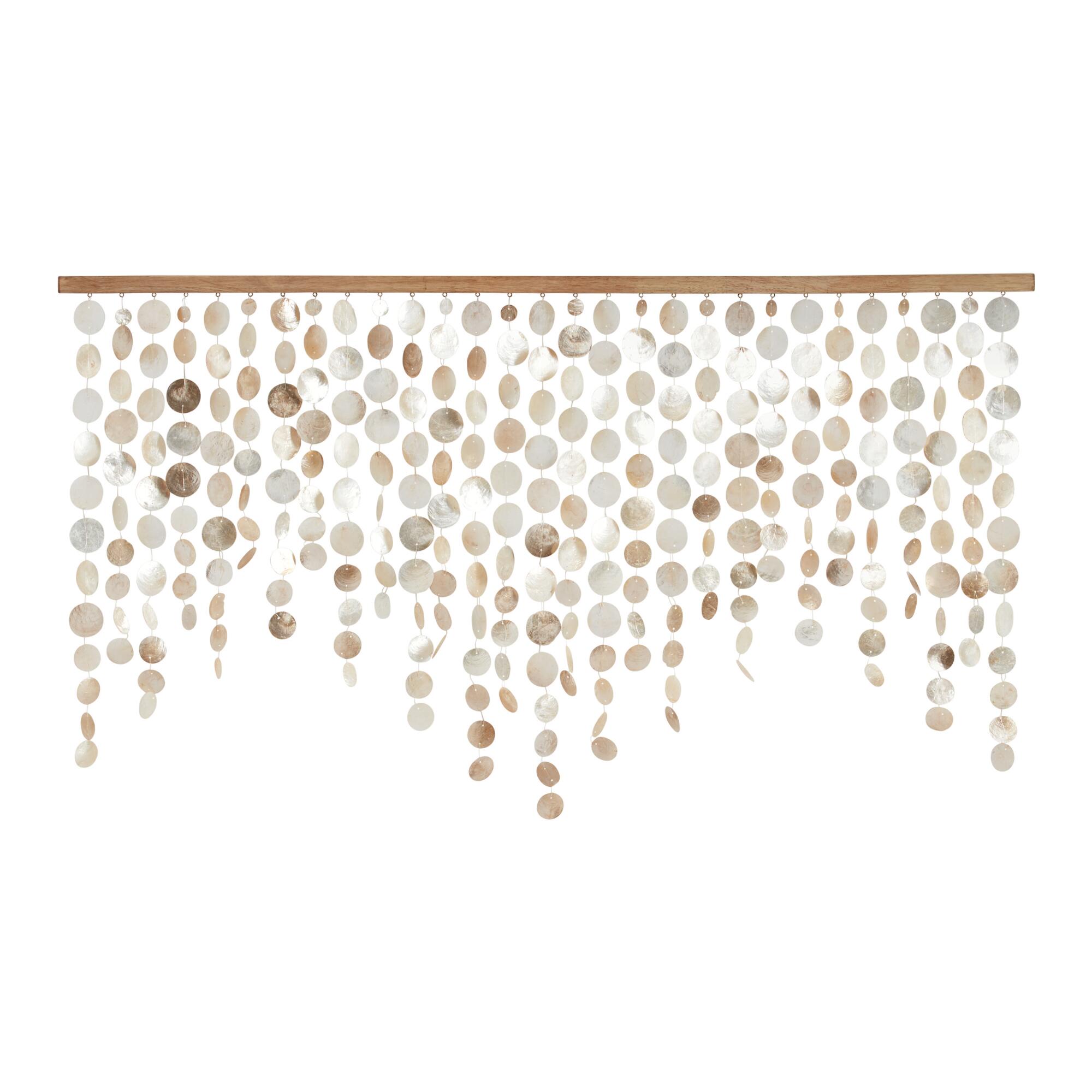 Champagne Capiz Shell And Natural Wood Wall Hanging: Gold by World Market