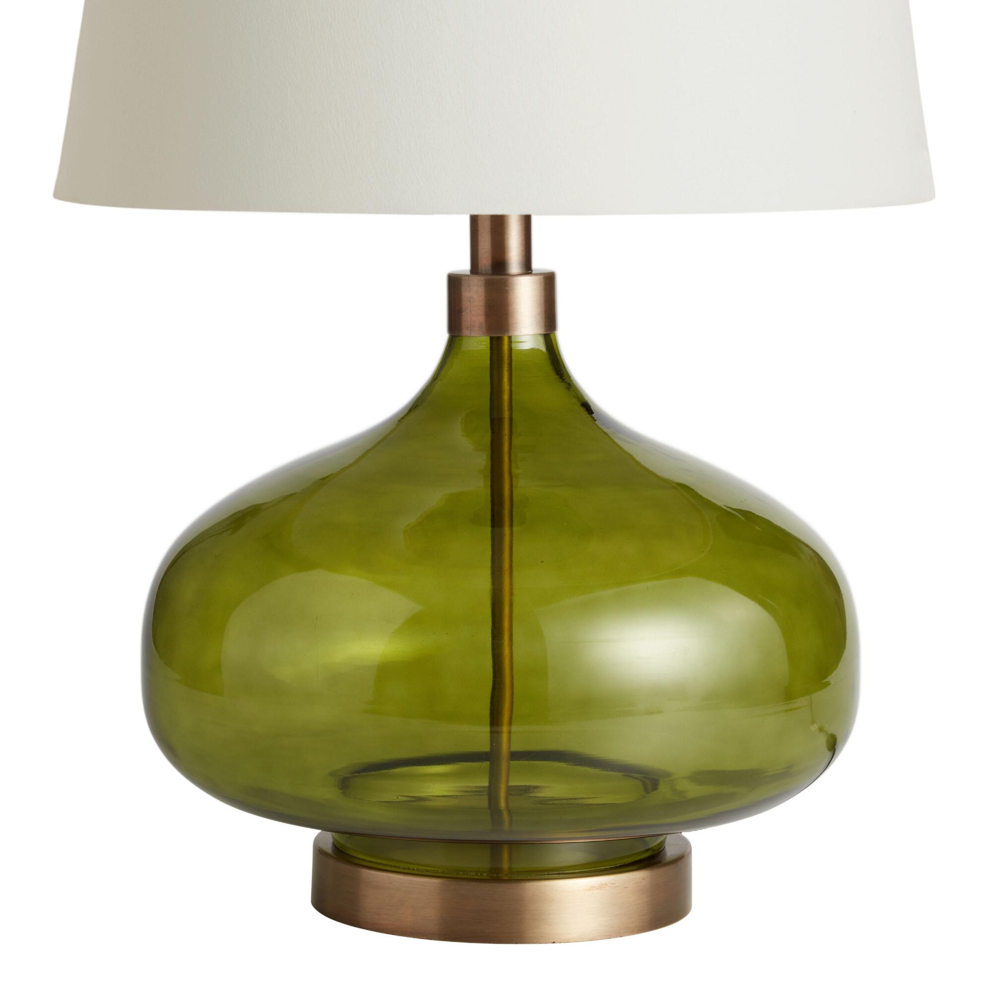 Green Glass Teardrop Halsey Table Lamp Base by World Market