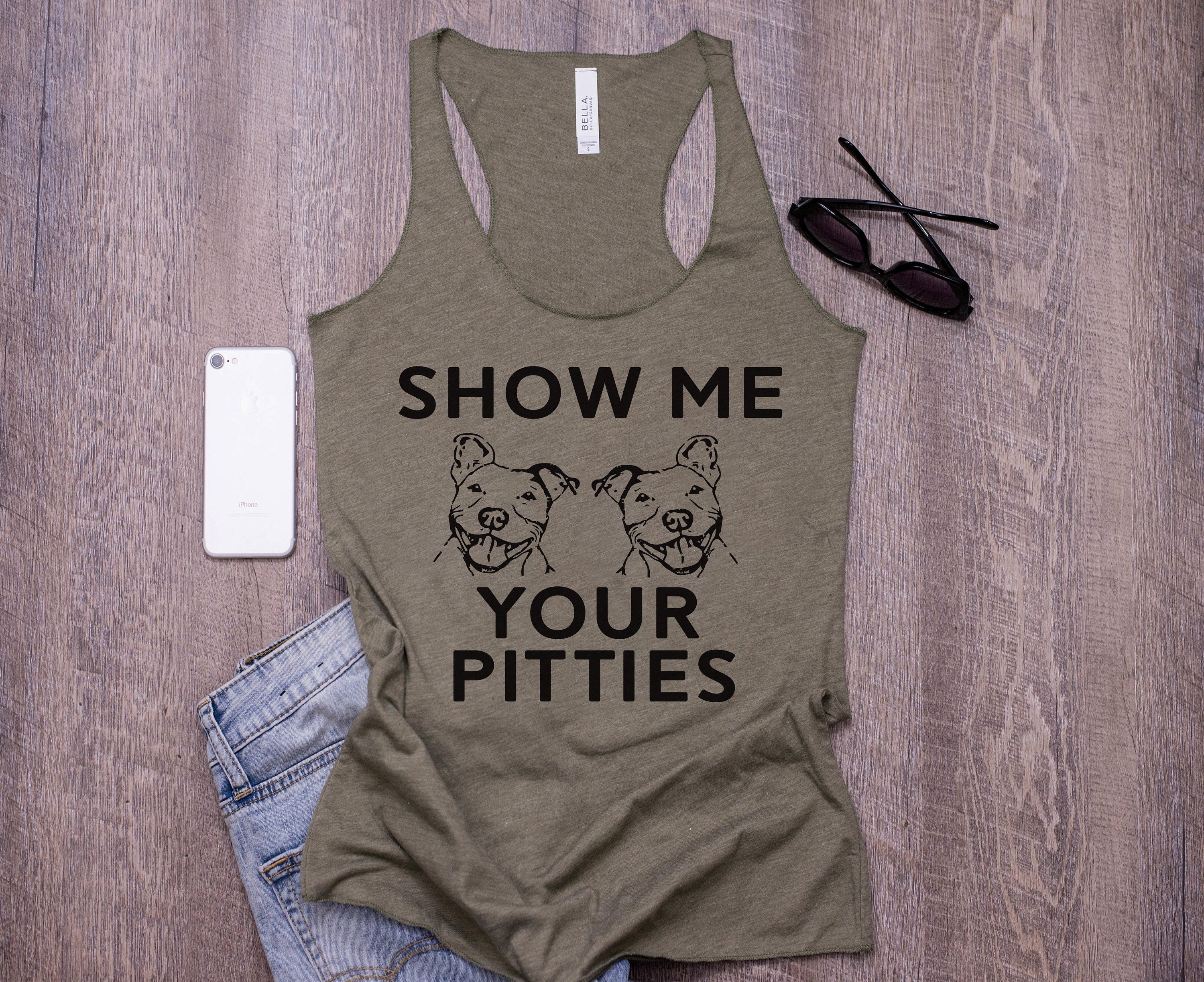 Show Me Your Pitties - Funny Pitbull Shirt Tops & Tees Dog Shirts Women's Tank Top Racerback