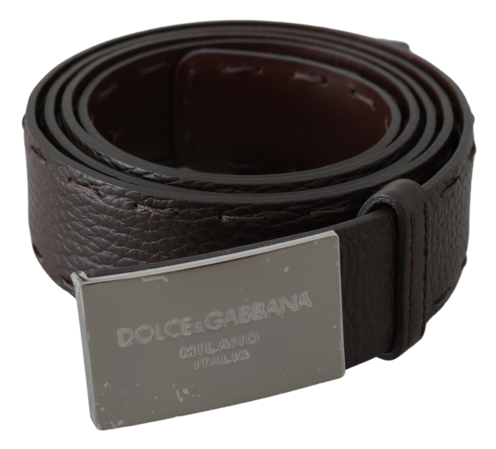 Dolce & Gabbana Men's Pattern Leather DG Logo Buckle Belt Brown BEL60672 - 100 cm / 40 Inches