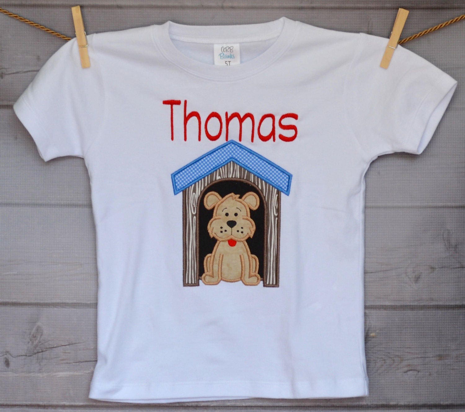 Boys Personalized Puppy Dog in House Applique Shirt Or Bodysuit Boy