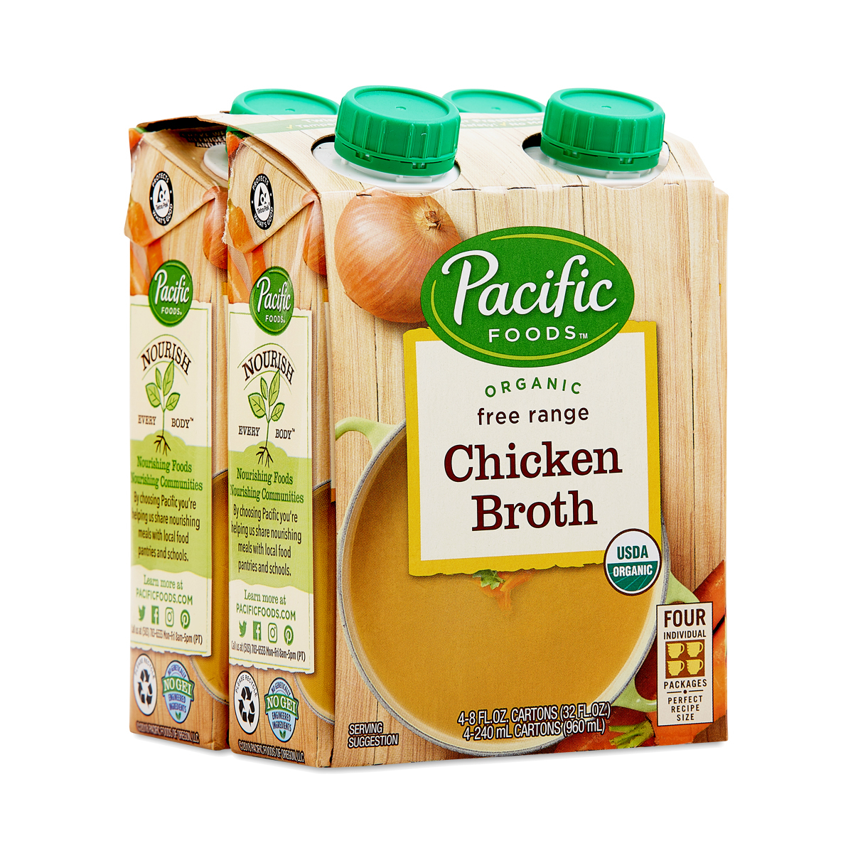 Pacific Foods Organic Free Range Chicken Broth four 8 oz containers