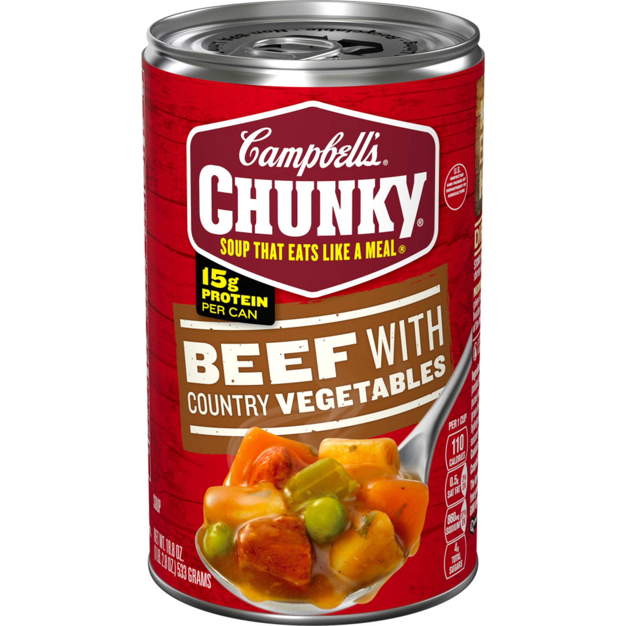 Campbells Chunky Soup Can, Beef with Country Vegetables - 18.8 oz