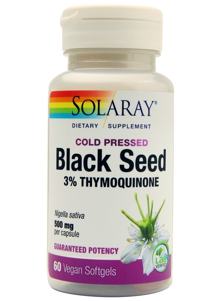 Solaray - Black Seed Cold Pressed 3 Thymoquinone 500 mg. - 60 Vegan Softgel(s)