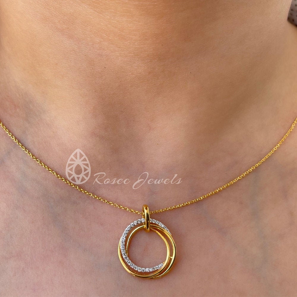 Diamond Pendant Necklace, Minimal Circle Open Eternity