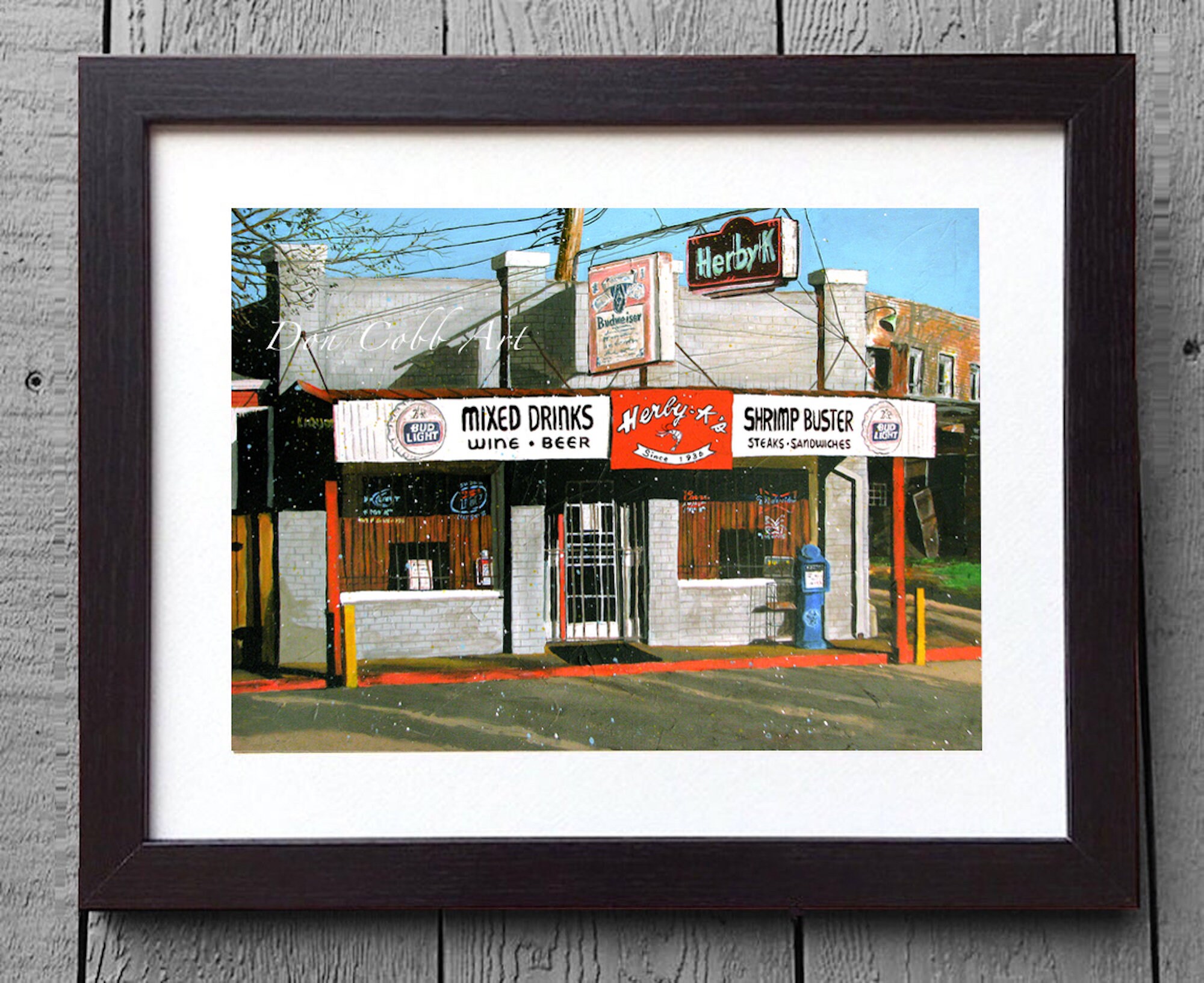 Seafood Bar & Grill Art Herby K Days Black Or Red Framed/Matted Prints, Signed Numbered"