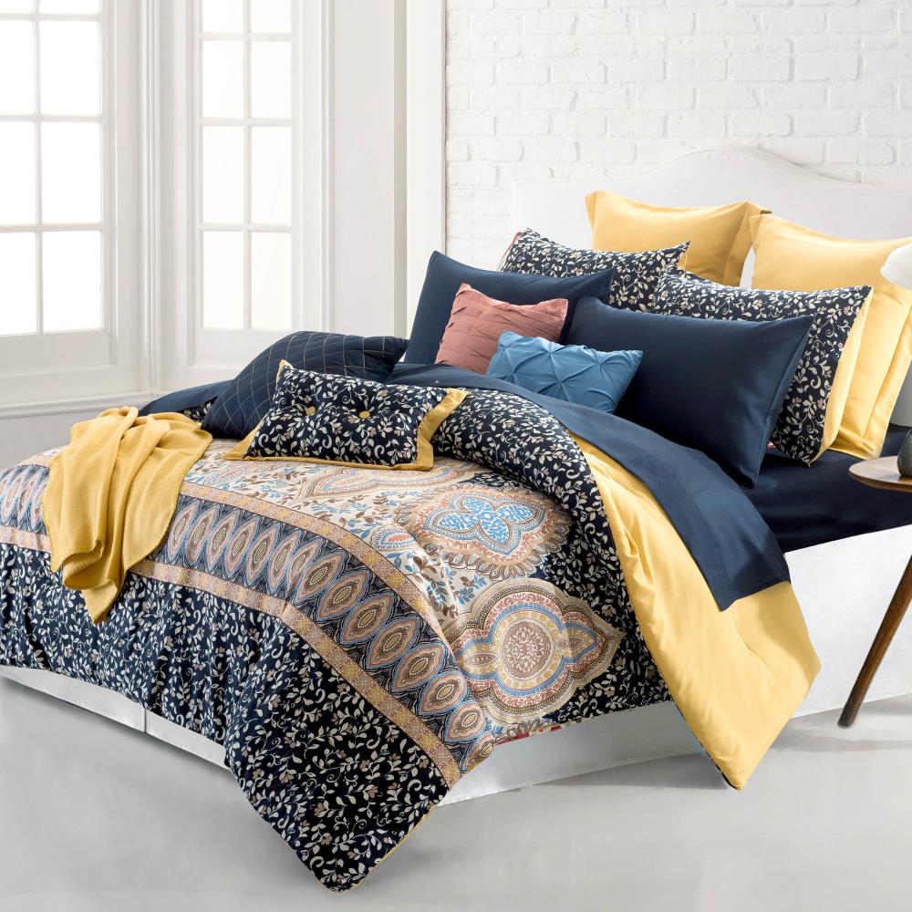 Amrapur Overseas Palermo Multi Abstract Reversible King Comforter (Blend with Polyester Fill) | 316CMFSG-PLM-KG