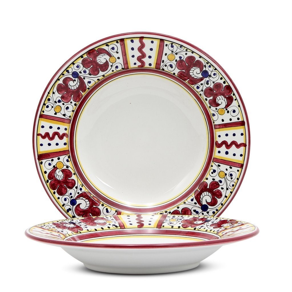 Orvieto Red Rooster Coupe Pasta Soup Bowl | White Center