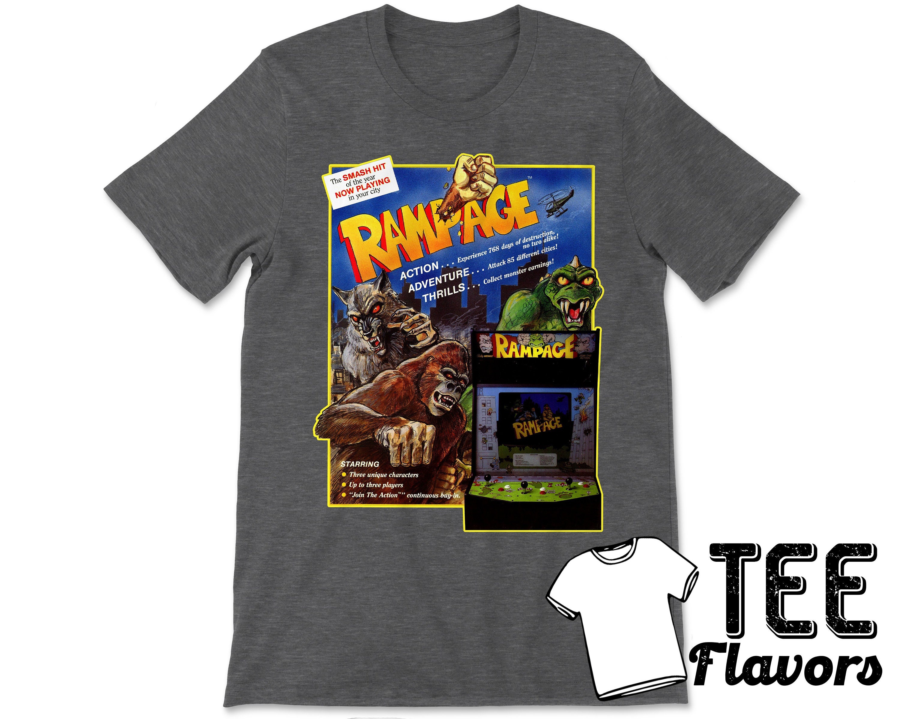 Rampage 80's Arcade Video Game Bally Midway Classic Tee/T-Shirt