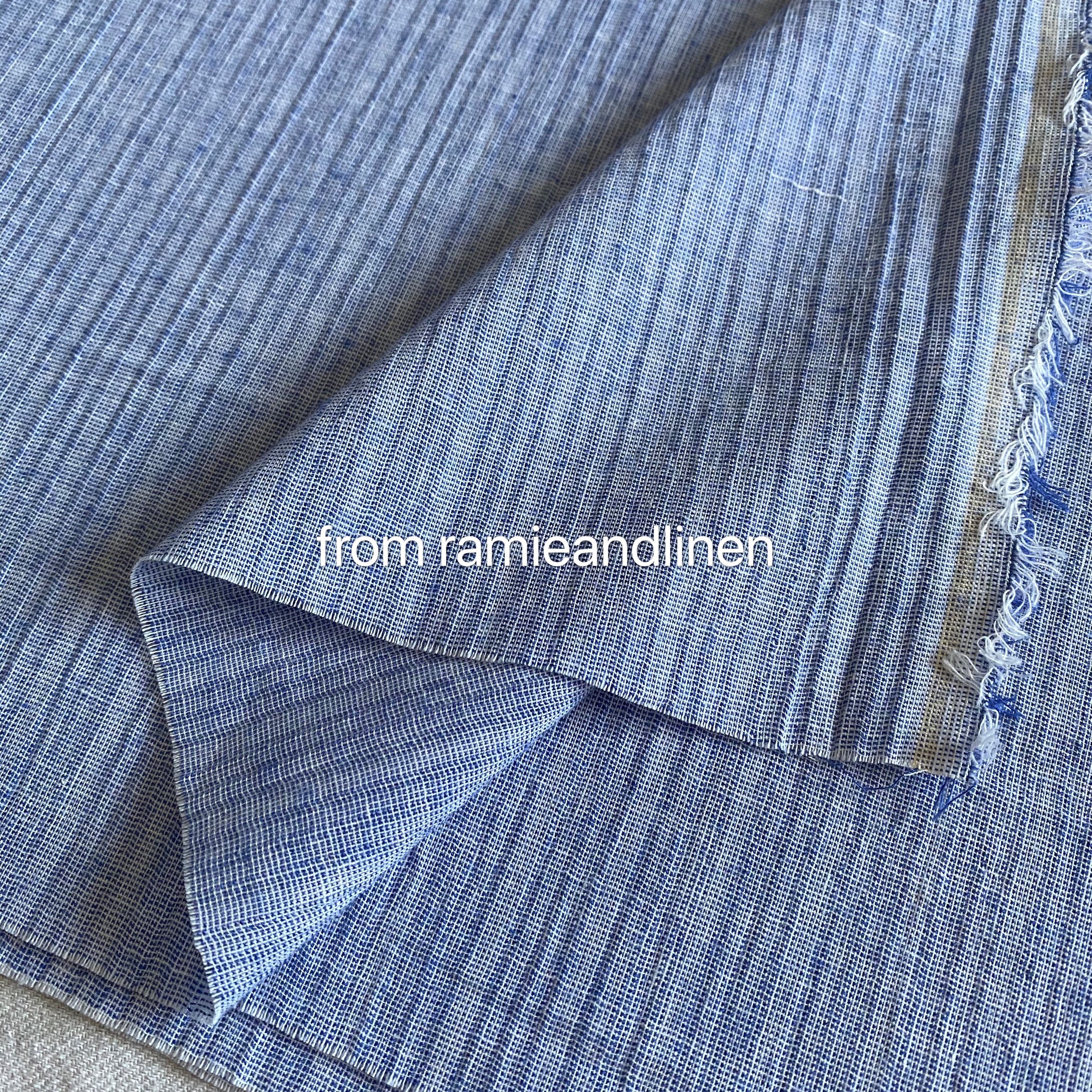 Cotton Blend Fabric, Soft Yarn Dyed Blue Gauze Half Yard By 56 Wide