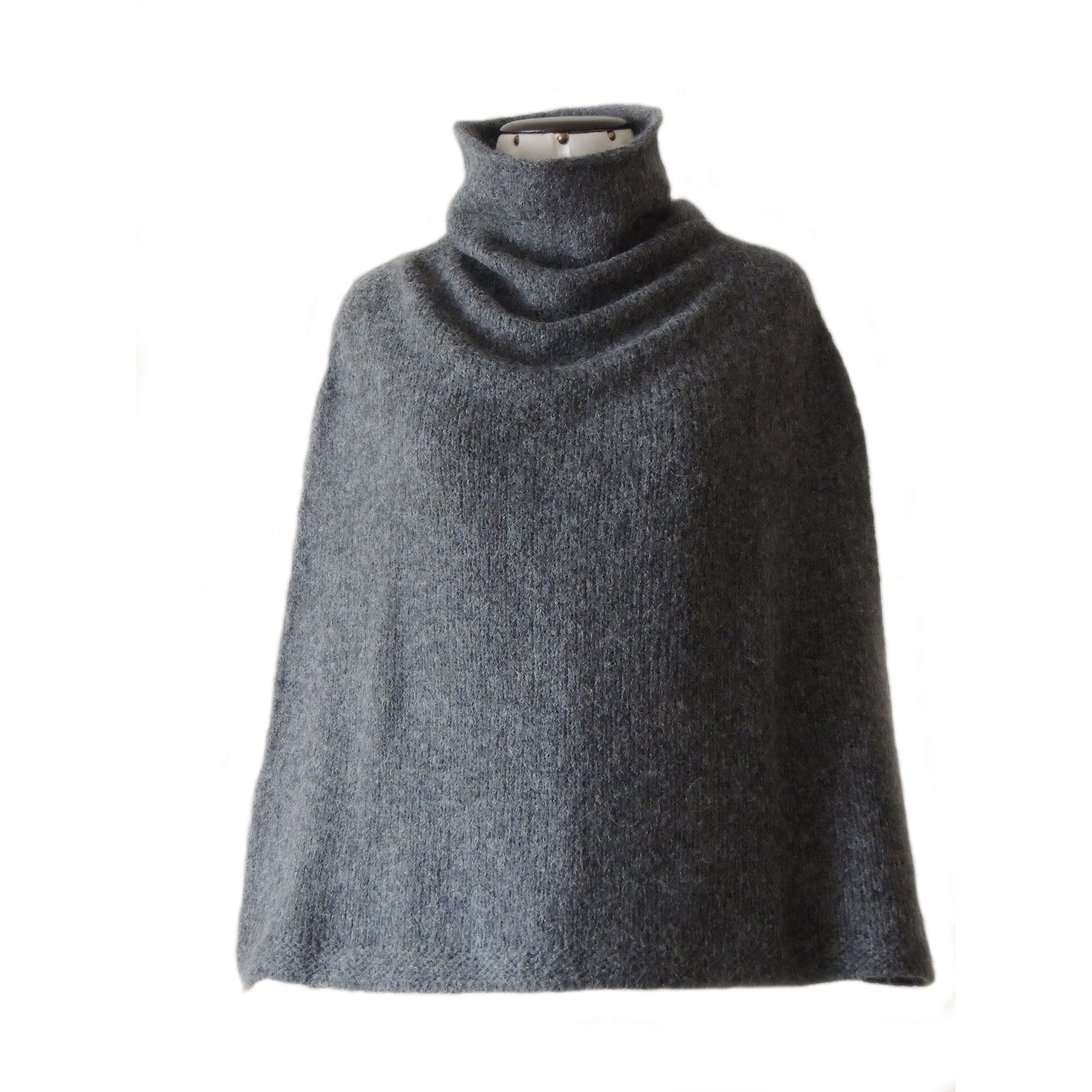 Poncho/Scarf Alpaca Blend Color Gray Women Poncho Also To Wear As A