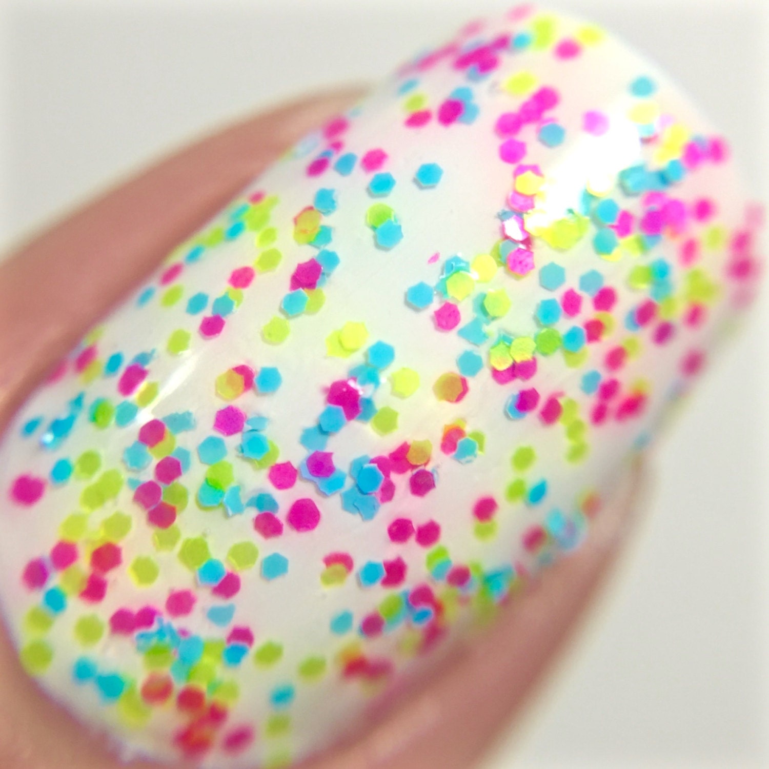 Sugar Rush - Polka Dot-Neon-Custom-Blended Indie Glitter Nail Polish/Lacquer