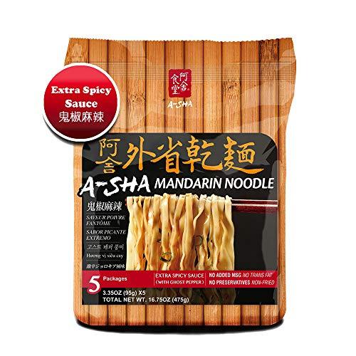 Asha Healthy Ramen Noodles (Extra Spicy with Ghost Pepper, Medium Width Mandarin