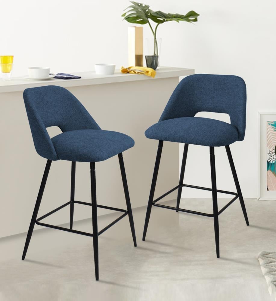 NeuType Casual Polyester/Polyester Blend Upholstered Dining Side Chair (Metal Frame) in Blue | MIRUO-A054