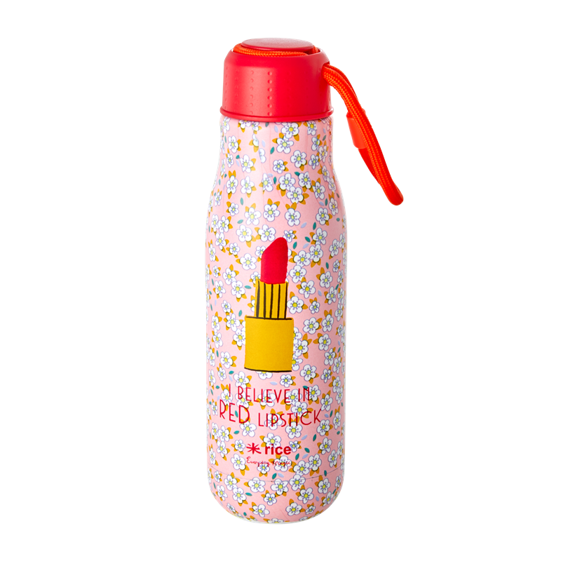Rice - Stainless Steel Thermo Drinking Bottle 500 ml - Small Flower and Lipstick