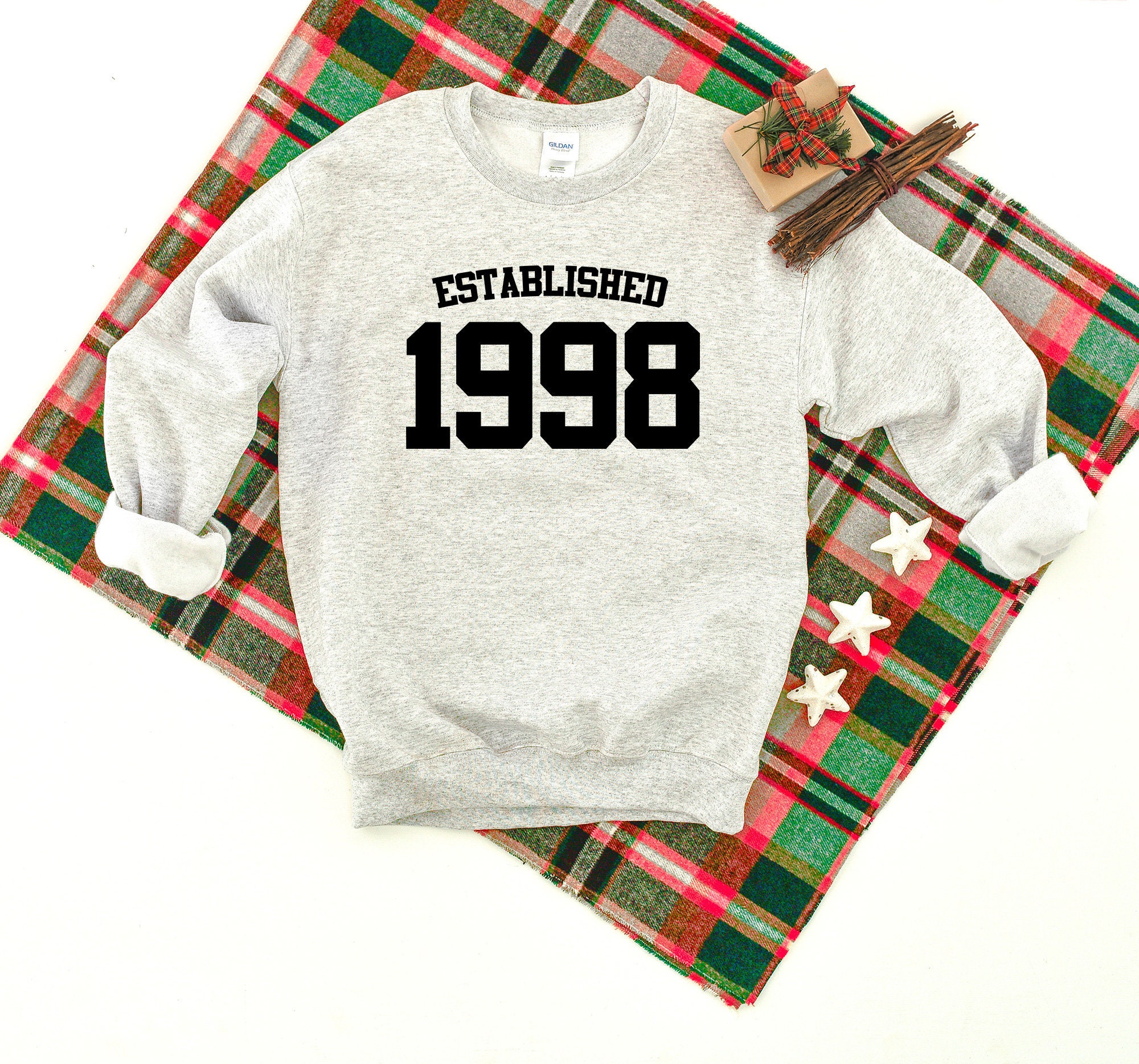 Est. 1998 Birthday Heavy Blend Crewneck Sweatshirt, Established Sweater, B-Day, Funny Birthday, 24 Colors