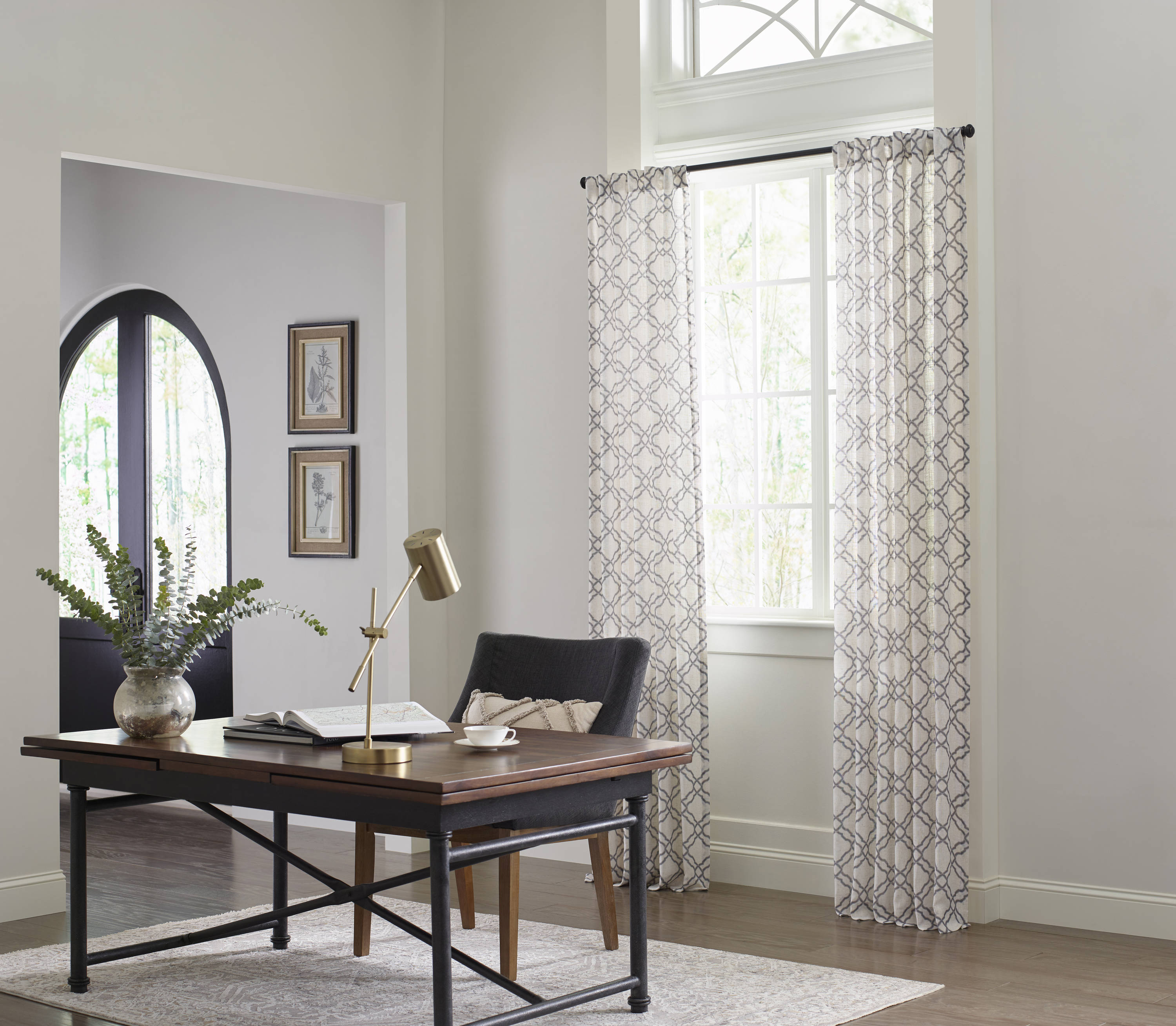 allen + roth 84-in Grey Polyester Blend Light Filtering Back Tab Single Curtain Panel in Gray | 3728099