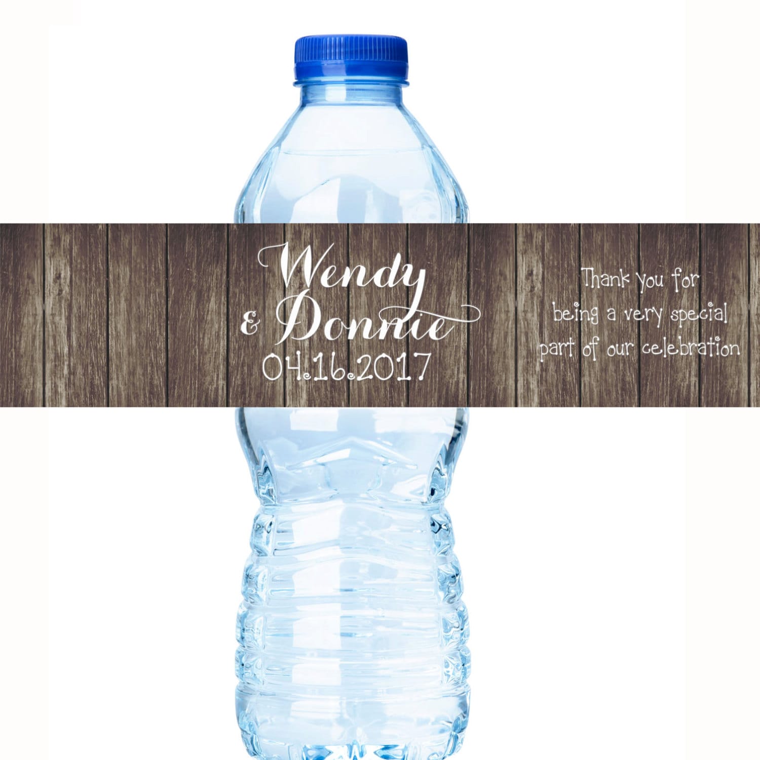 30 Wedding Water Bottle Labels - Custom Dark Wood