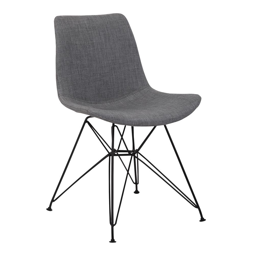 Armen Living Palmetto Contemporary/Modern Polyester/Polyester Blend Upholstered Dining Side Chair (Metal Frame) in Black | LCPLCHBLCH