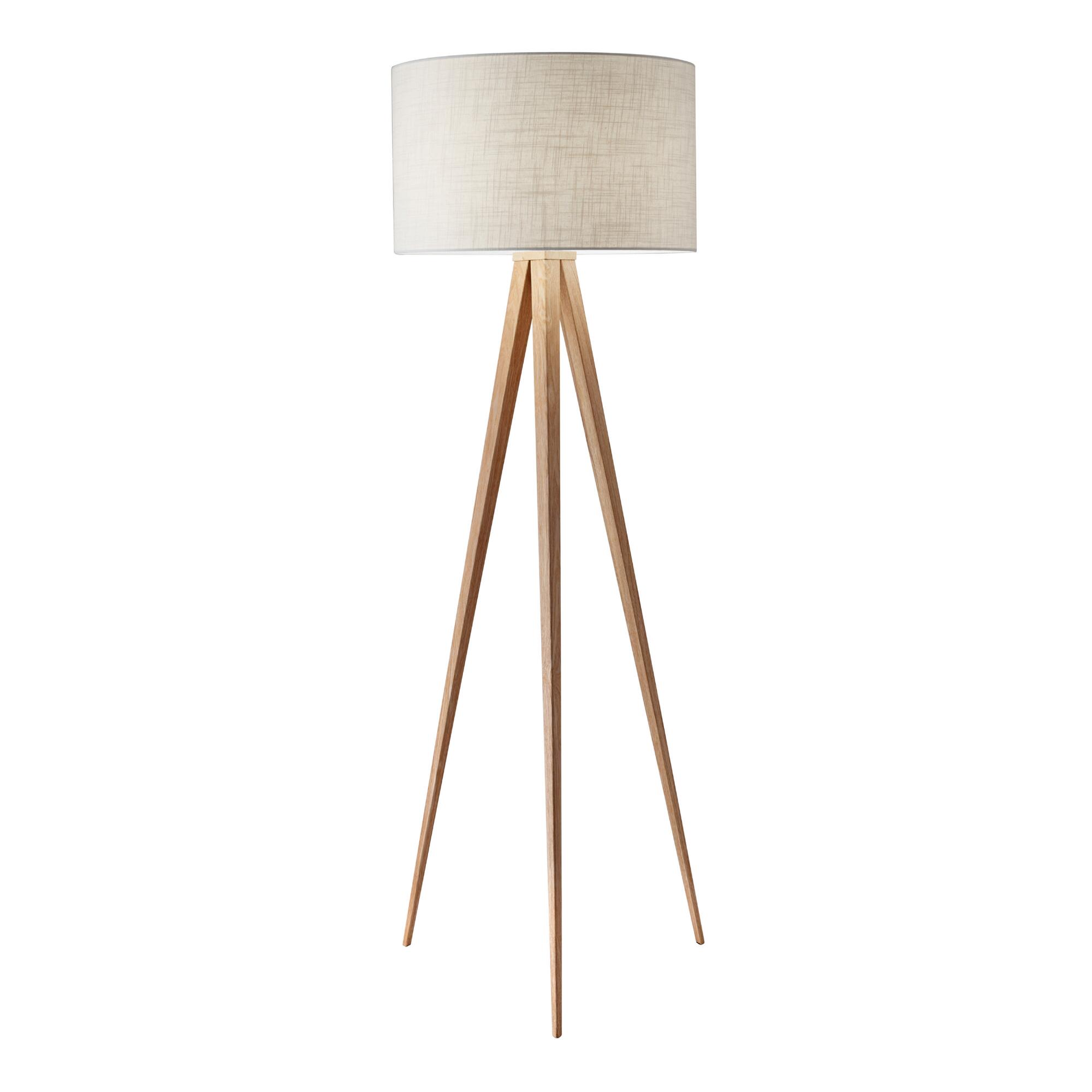 Oak Wood Tripod Lynnette Floor Lamp: Natural by World Market