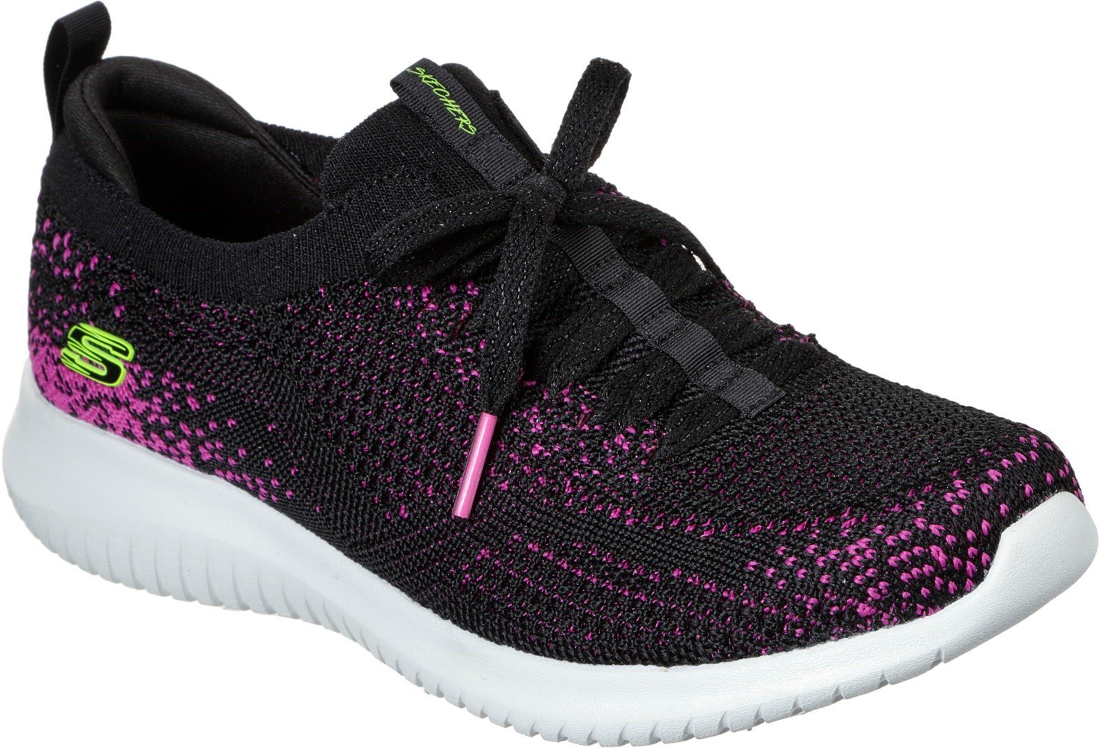 Skechers Women's Ultra Flex Twilight Twinkle Trainer Various Colours 31051 - Black/Hot pink 3