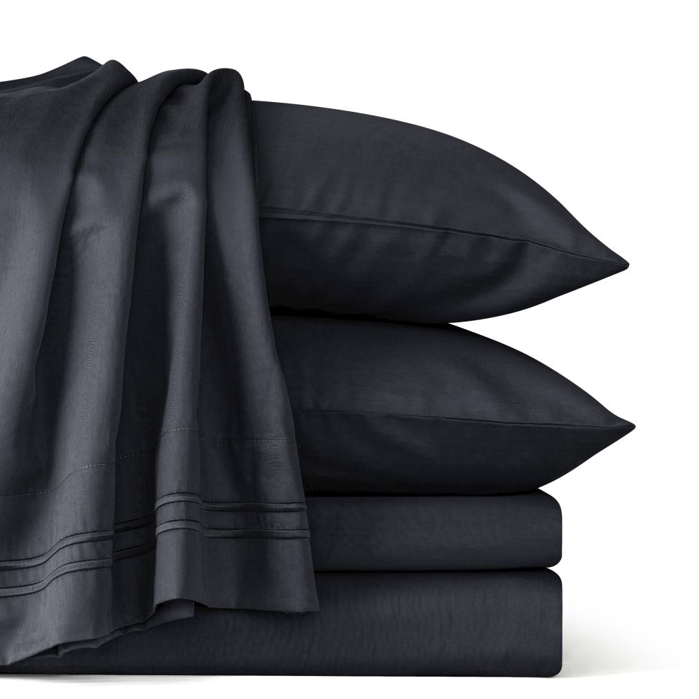 Subrtex Super Soft 300 Thread Count Cotton Tercel Blend Sheet Set, Queen, Dark Grey in Gray | SBTQS4Q-DG