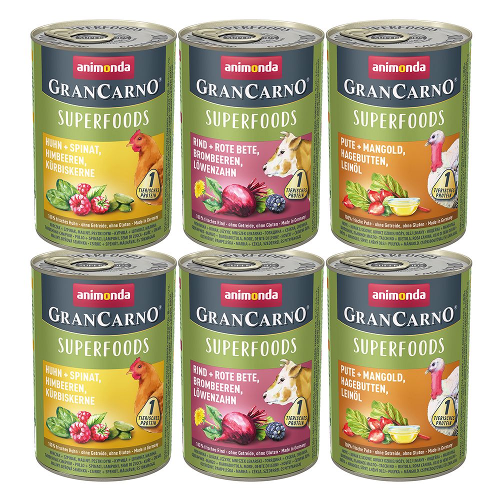 Animonda GranCarno Superfoods Adult Mixed Pack - 6 x 400 g