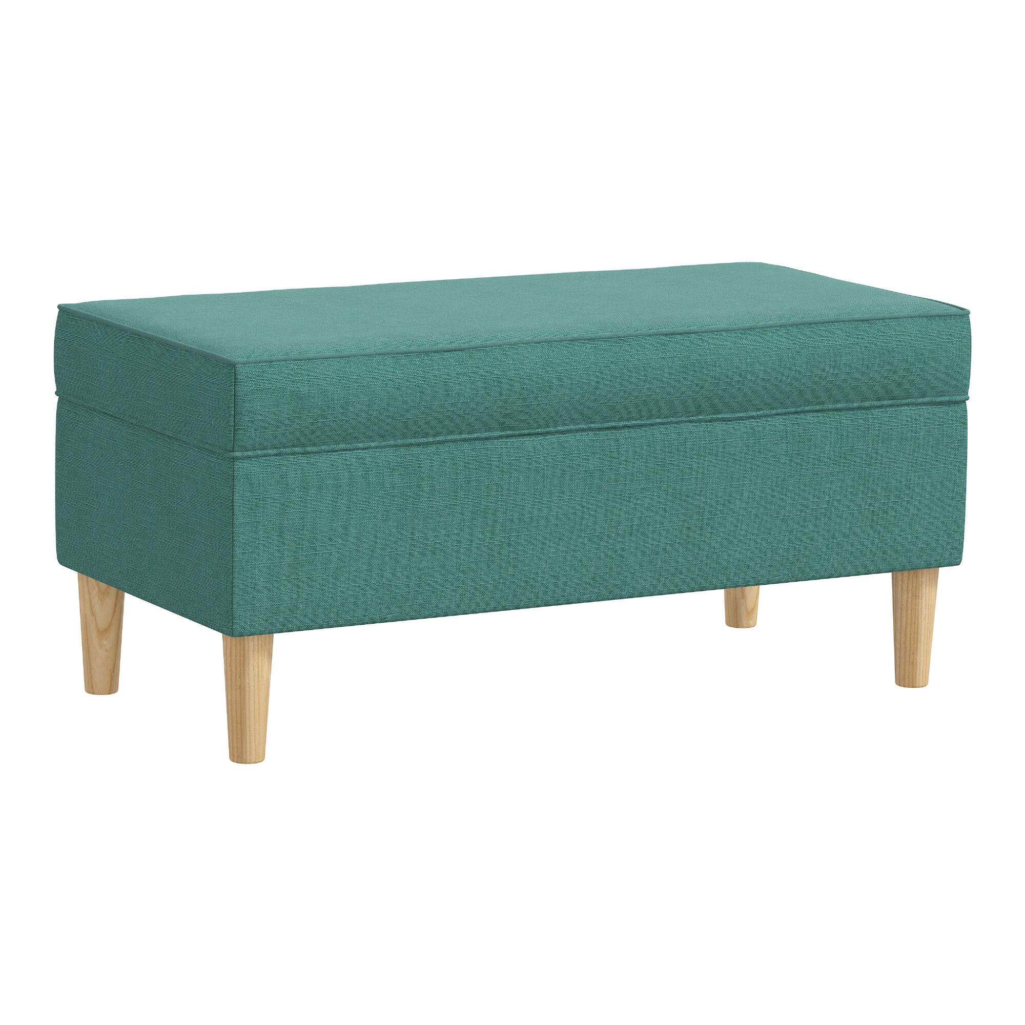Linen Tabitha Upholstered Storage Bench: Green by World Market